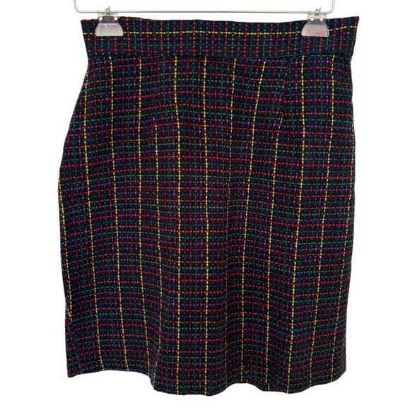 Multi-Colored Tweed Black Vintage Wool Skirt - Picture 1 of 6